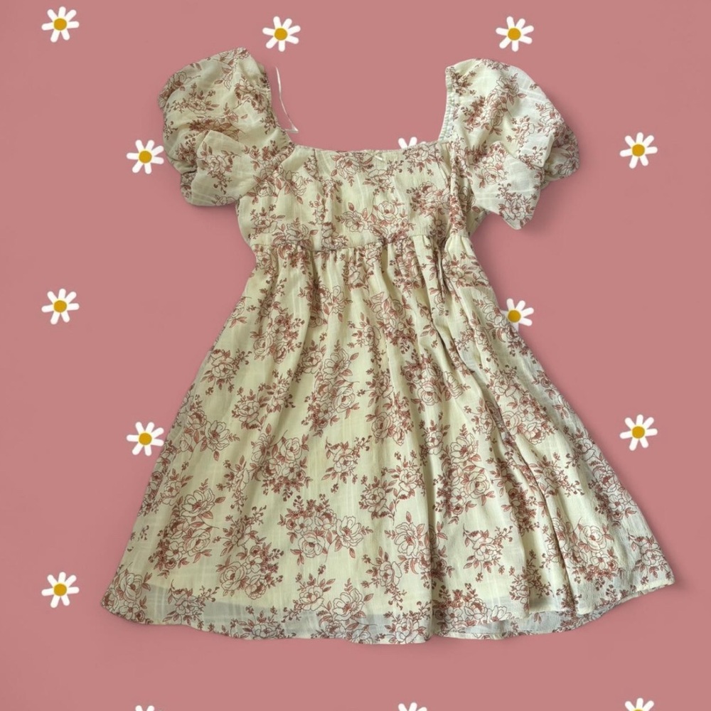 Altar'd State Cream and Burgundy Floral Dress